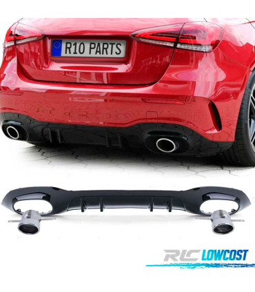 DIFFUSEUR MERCEDES CLASSE A W177 18- LOOK A35 AMG NOIR BRILLANT + SORTIES D'ÉCHAPPEMENT