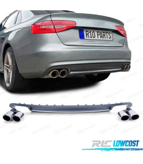 DIFFUSEUR ARRIÈRE AUDI A4 B8 08-11 LOOK S4 + EMBOUTS CHROMÉ