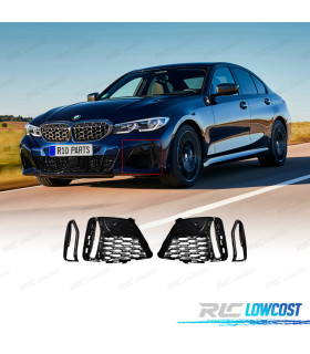 GRILLES DE BROUILLARD BMW G20 19-22 LOOK M340 NOIR BRILLANT