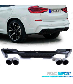 DIFFUSEUR ARRIÈRE BMW X3 G01 LOOK M PERFORMANCE NOIR BRILLANT + EMBOUTS NOIR