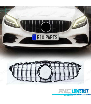 CALANDRE MERCEDES W205 S205 14-18 LOOK AMG GT NOIR CHROMÉ