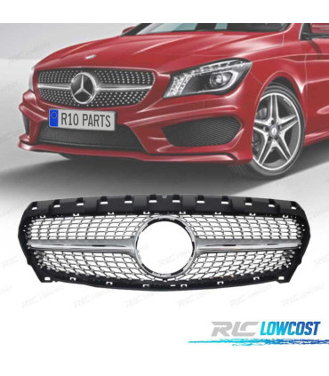 CALANDRE MERCEDES CLASSE CLA W117 16-18 LOOK DIAMOND NOIR CHROMÉ