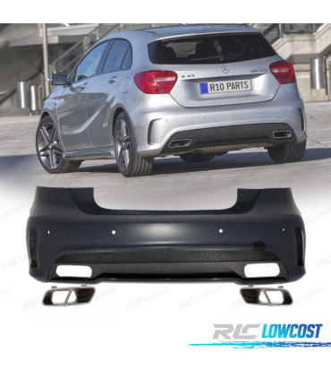 PARE-CHOCS ARRIÈRE MERCEDES CLASSE A W176 12-15 LOOK AMG A45 PDC + SORTIES D'ÉCHAPPEMENT