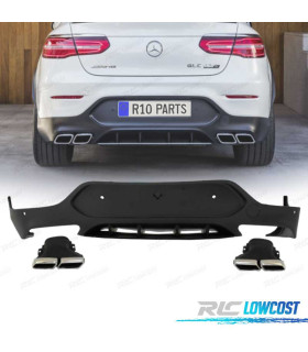 DIFFUSEUR ARRIÈRE MERCEDES GLC C253 COUPÉ 15-18 LOOK AMG GLC63 + EMBOUT D´ÉCHAPPEMENT