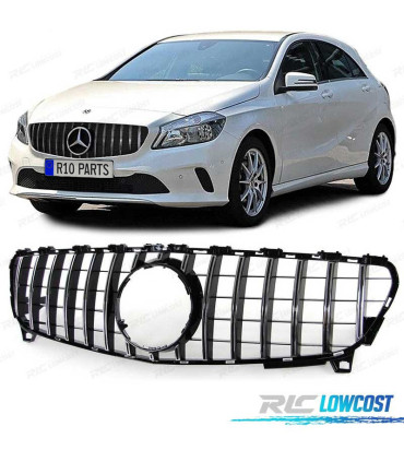 CALANDRE MERCEDES CLASSE A W176 16-18 LOOK AMG GT NOIR CHROMÉ