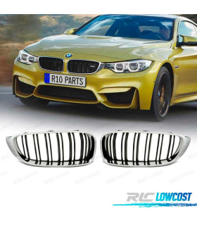 CALANDRES BMW F32 F33 F36 13-18 M4 LOOK NOIR CHROMÉ