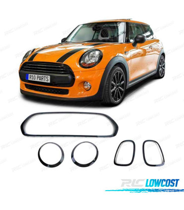 CONTOURS PHARES CALANDRE MINI F55 F56 F57 LOOK JCW NOIR BRILLANT