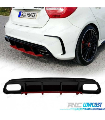 DIFFUSEUR MERCEDES CLASSE A W176 AMG 12-18 LOOK A45 AMG NOIR BRILLANT ROUGE