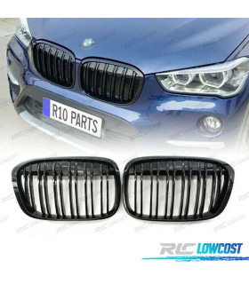 DOUBLE CALANDRE BMW X1 F48 15-19 LOOK M NOIR BRILLANT