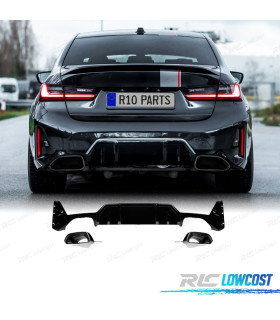 DIFFUSEUR BMW G20 G21 LCI 23-25 LOOK M 340i NOIR BRILLANT + EMBOUTS D'ÉCHAPPEMENT