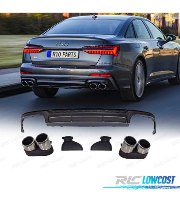 DIFFUSEUR AUDI A6 S LINE 19- LOOK S6 + EMBOUTS D'ECHAPPEMENTS CHROMES