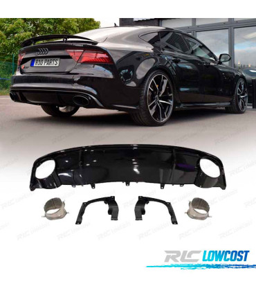 DIFFUSEUR AUDI A7 16-18 LOOK RS7 + EMBOUTS D'ECHAPPEMENTS NOIR BRILLANT