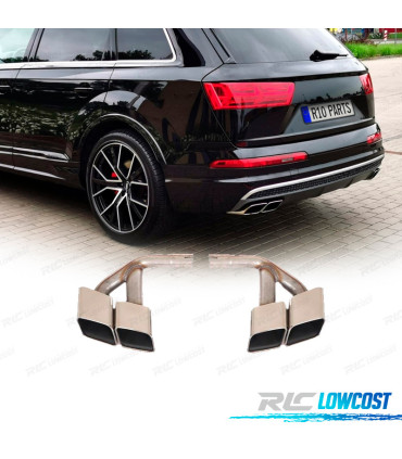 EMBOUTS D'ÉCHAPPEMENT AUDI Q7 3.0T DIESEL 16-19 LOOK SQ7 ARGENTÉ