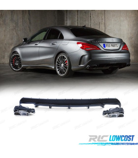 DIFFUSEUR ARRIÈRE MERCEDES CLA C117 13-16 LOOK AMG CLA45 NOIR+ EMBOUT D´ÉCHAPPEMENT
