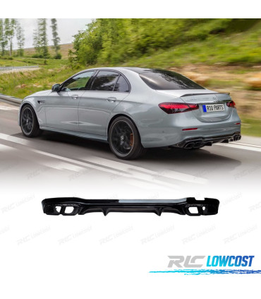 DIFFUSEUR MERCEDES CLASSE E W213 20-24 LOOK AMG NOIR BRILLANT + EMBOUTS D'ÉCHAPPEMENT