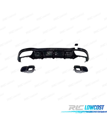 DIFFUSEUR MERCEDES CLASSE S W223 21-24 LOOK AMG S63 NOIR BRILLANT + EMBOUTS D'ÉCHAPPEMENT