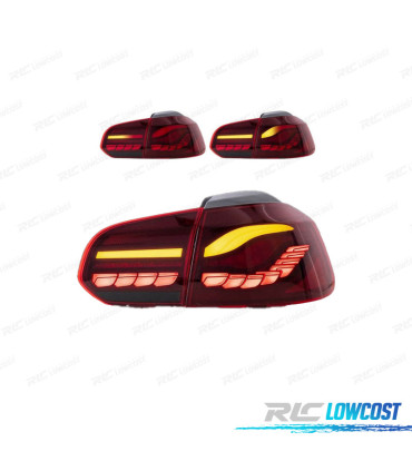 FEUX ARRIÈRE FULL LED VOLKSWAGEN VW GOLF 6 LIGHT BAR OLED DINAMIQUES ROUGE FONCE