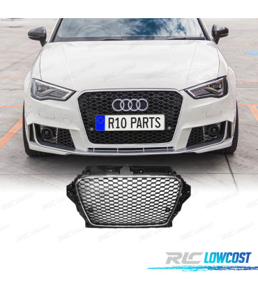 CALANDRE AUDI A3 8V 12-16 LOOK RS3 NOIR CHROMÉ