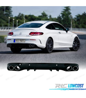 DIFFUSEUR ARRIÈRE MERCEDES CLASSE C C205 COUPÉ 14-18 AMG PDC + EMBOUTS D'ÉCHAPPEMENT CHROMÉS