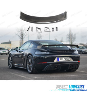 AILERON SPOILER PORSCHE CAYMAN 17-23 LOOK GT4 CARBONE