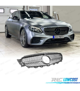 CALANDRE MERCEDES CLASSE E W213 AMG 16-19 LOOK DIAMOND SILVER CAMÉRA