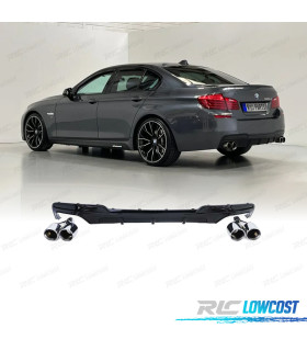 DIFFUSEUR ARRIÈRE BMW F10 F11 10-17 LOOK M PERFORMANCE NOIR BRILLANT + EMBOUTS CHROMÉ