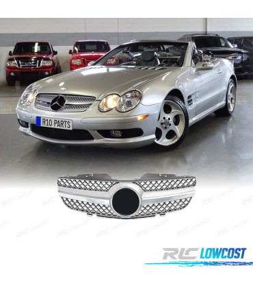 GRILLE MERCEDES CLASSE SL R230 01-06 CHROMÉ NOIR LOOK SPORT