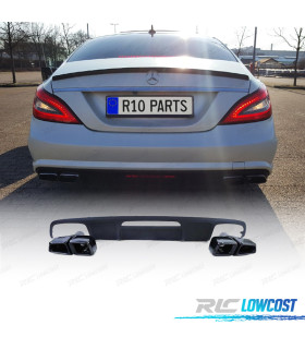 DIFFUSEUR MERCEDES CLS C218 15-18 LOOK C63 AMG NOIR MAT + EMBOUTS D'ÉCHAPPEMENT