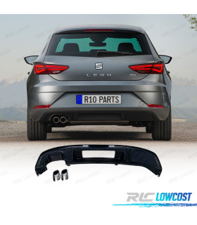 DIFFUSEUR SEAT LEON 17-20 LOOK FR NOIR BRILLANT + EMBOUTS D'ÉCHAPPEMENT