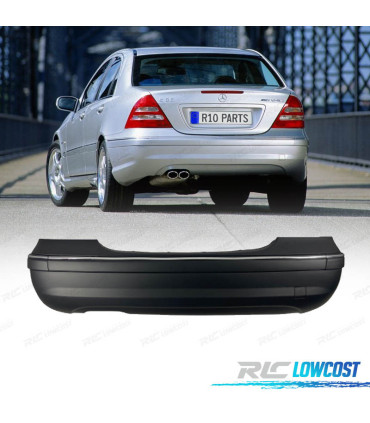PARE CHOCS ARRIERE MERCEDES CLASSE C W203 BERLINE 01-07 LOOK C32 AMG DOUBLE SORTIE GAUCHE