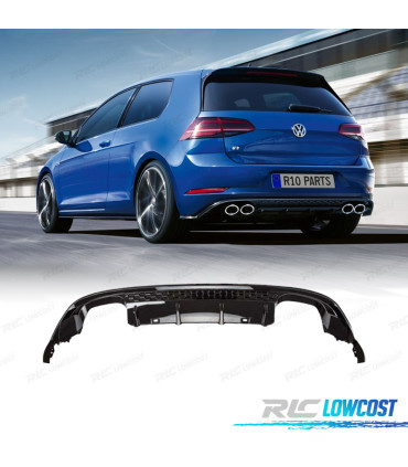DIFFUSEUR VOLKSWAGEN VW GOLF 7 12-17 LOOK R NOIR BRILLANT DOUBLE SORTIE
