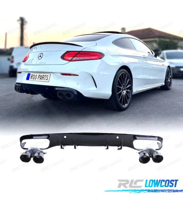 DIFFUSEUR MERCEDES CLASSE C C205 A205 14-18 LOOK AMG PDC + EMBOUTS D'ÉCHAPPEMENT NOIR