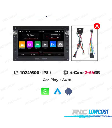 AUTORADIO ANDROID 14 2DIN 7" POUR SEAT SKODA VOLKSWAGEN VW USB GPS TACTIL HD
