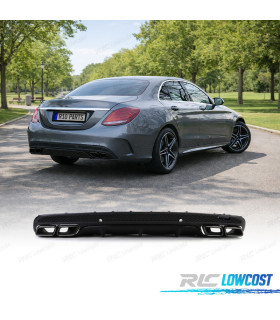 DIFFUSEUR MERCEDES CLASSE C W205 BERLINE 13-18 LOOK AMG + EMBOUTS D'ÉCHAPPEMENT NOIRS