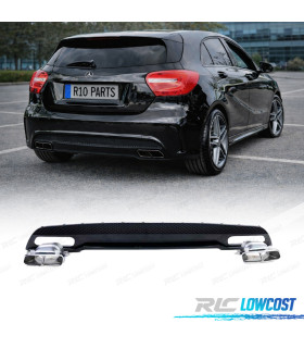 DIFFUSEUR MERCEDES CLASSE A W176 12-15 AMG + EMBOUTS D'ÉCHAPPEMENT CHROMÉS LOOK A45