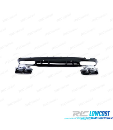 DIFFUSEUR MERCEDES CLASSE C W205 BERLINE 18-21 LOOK AMG NOIR BRILLANT +EMBOUT D´ÉCHAPPEMENT