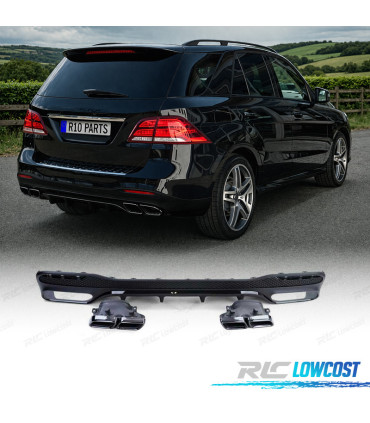 DIFFUSEUR MERCEDES GLE W166 15-19 LOOK AMG GLE63 NOIR BRILLANT + EMBOUTS D'ÉCHAPPEMENT NOIRS