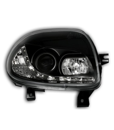 PHARES POUR RENAULT CLIO 98-01 DAYLIGHT LED FOND NOIR