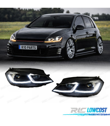 PHARES VOLKSWAGEN VW GOLF 7 12-17 DRL DYNAMIQUES NOIR LOOK 7.5 R LINE