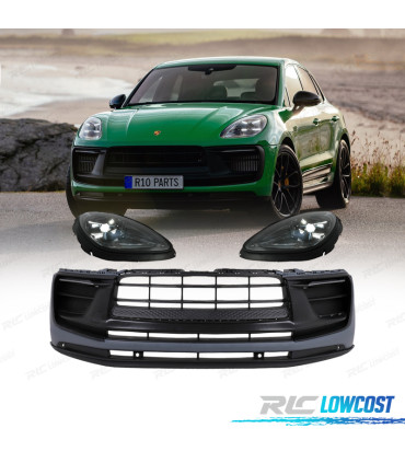 BOUCLIER AVANT PORSCHE MACAN 14-18 LOOK TURBO 2023 + PHARES LED