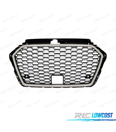 CALANDRE AUDI A3 8V 16-20 LOOK RS3 NOIR GRIS RADAR