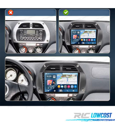 RADIO GPS 9'' ANDROID 13 TOYOTA RAV4 01-06 2 DIN 4GB+64GB