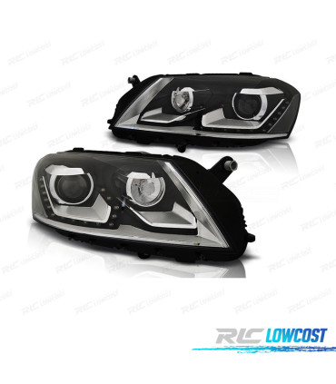 PHARES VOLKSWAGEN VW PASSAT B7 10-14 FEUX DIURNES FOND NOIR H7+H7