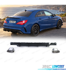 DIFFUSEUR ARRIÈRE MERCEDES CLA C117 13-16 LOOK AMG CLA45 NOIR+ EMBOUT D´ÉCHAPPEMENT