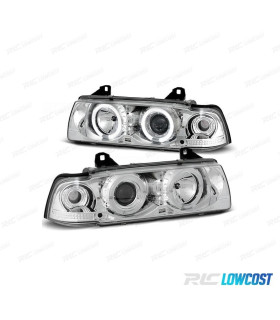 PHARES BMW E36 90-99 ANGEL EYES CCFL FOND CHROMÉ