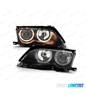 PHARES BMW E46 4P 01-05 ANGEL EYES FOND NOIR ELECTRIQUE