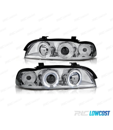 PHARES BMW E39 95-00 ANGEL EYES CCFL FOND CHROME