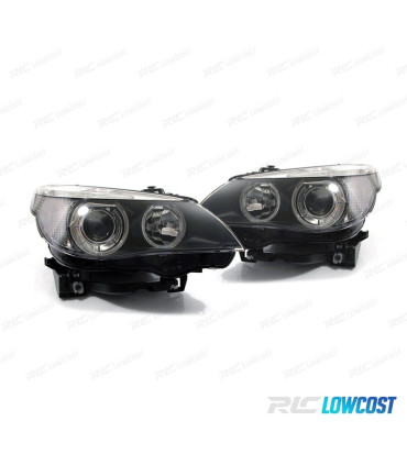 PHARES BMW E60 05-07 ANGEL EYES FOND NOIR