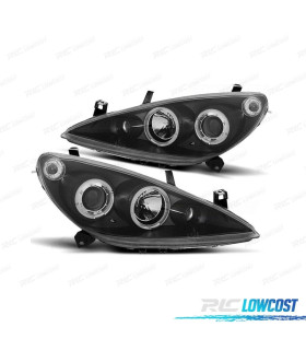 PHARES PEUGEOT 307 01-05 ANGEL EYES FOND NOIR H7 H1 H1