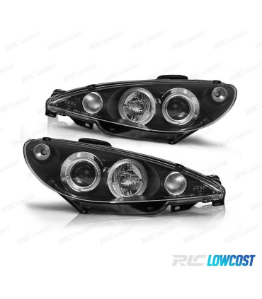 PHARES PEUGEOT 206 98-08 ANGEL EYES FOND NOIR H4